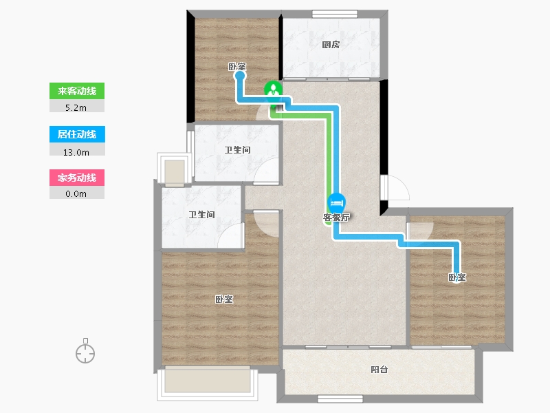 江苏省-南京市-棠前如苑-88.67-户型库-动静线