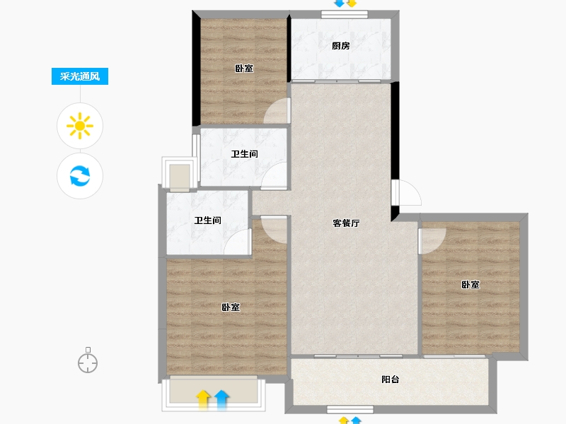 江苏省-南京市-棠前如苑-88.67-户型库-采光通风