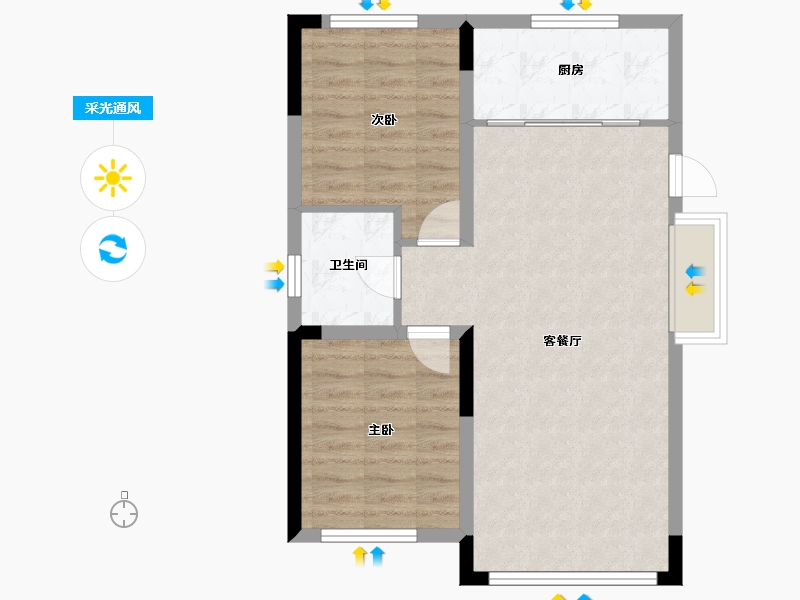 辽宁省-沈阳市-五彩阳光城-64.41-户型库-采光通风