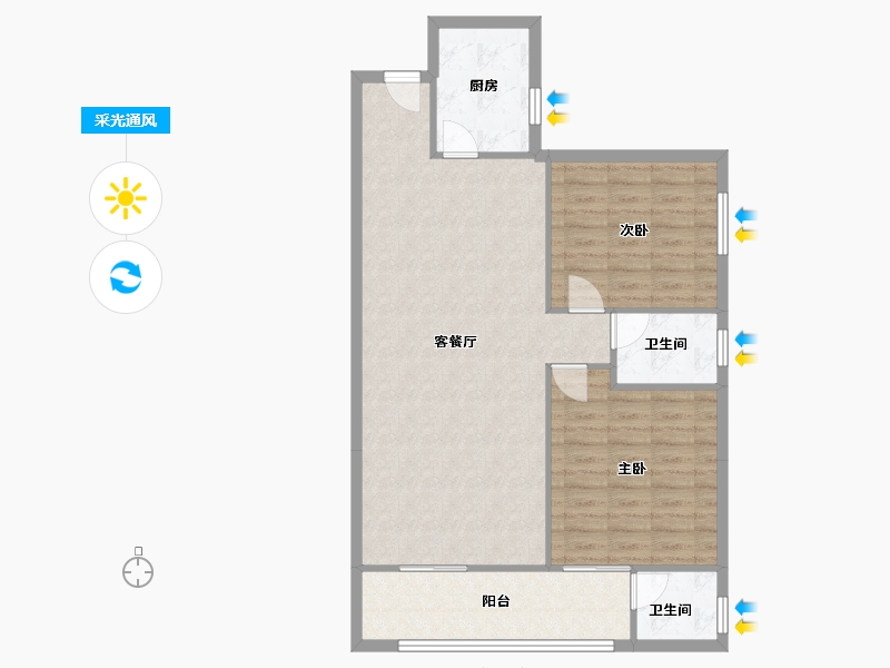 陕西省-咸阳市-秦虹佳苑-91.40-户型库-采光通风