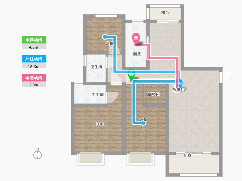 江苏省-盐城市-幸福1号公馆-108.40-户型库-动静线