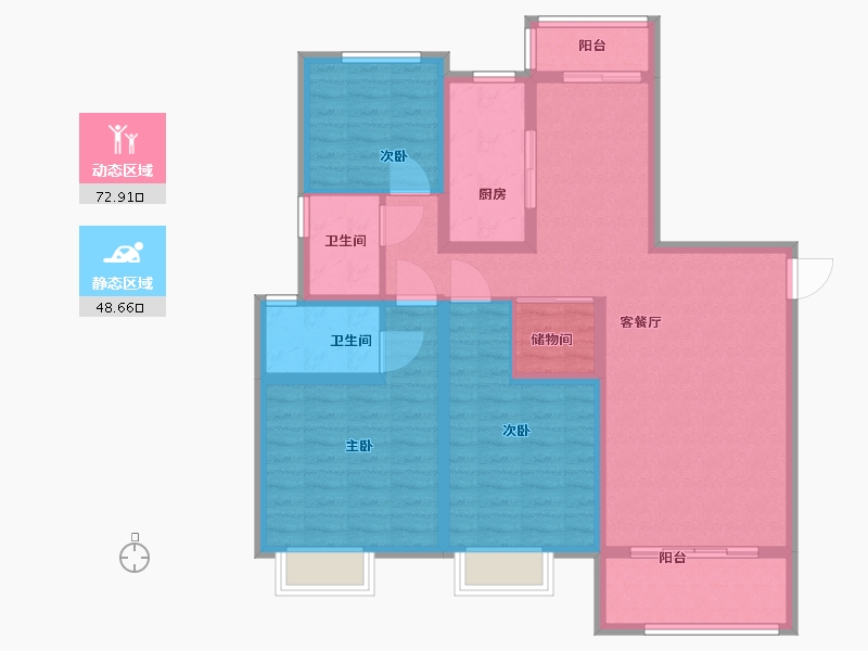 江苏省-盐城市-幸福1号公馆-108.40-户型库-动静分区