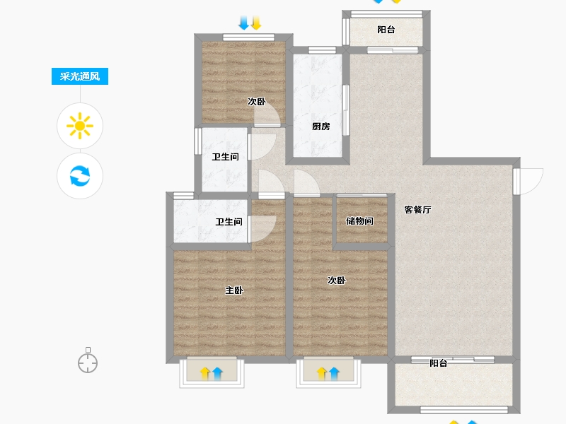 江苏省-盐城市-幸福1号公馆-108.40-户型库-采光通风