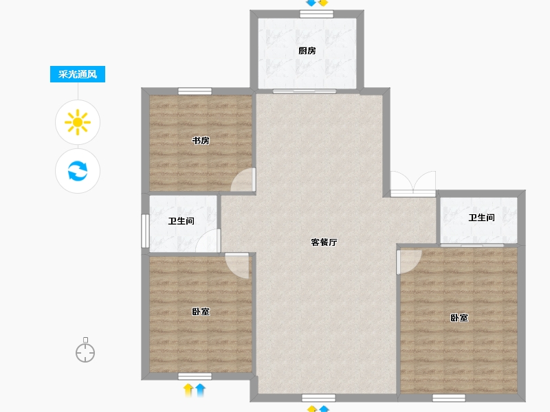 黑龙江省-牡丹江市-汇龙外滩-107.75-户型库-采光通风