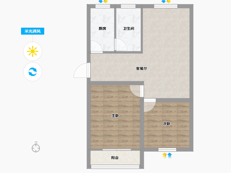 上海-上海市-齐八区-59.78-户型库-采光通风