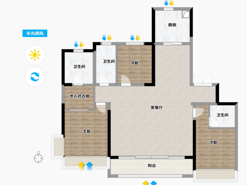 山西省-长治市-保利和光尘樾-144.00-户型库-采光通风