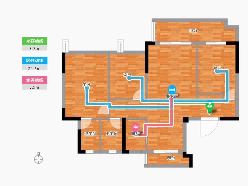 湖北省-天门市-碧水园锦城-94.94-户型库-动静线