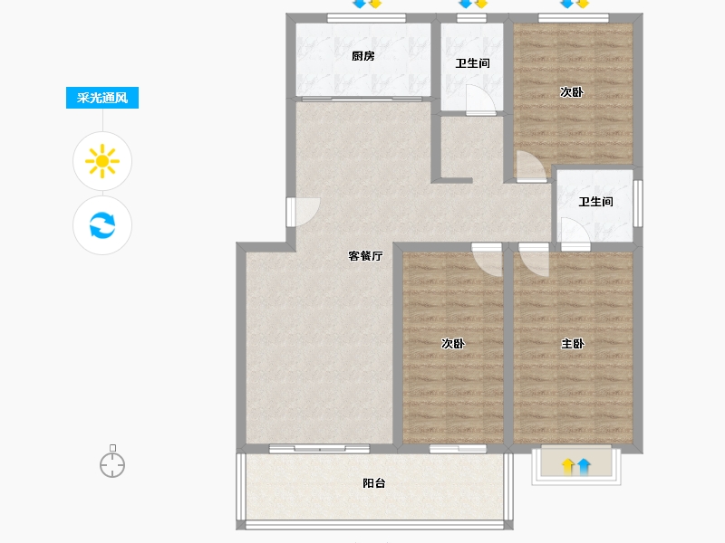 山东省-临沂市-十里阳光-120.00-户型库-采光通风