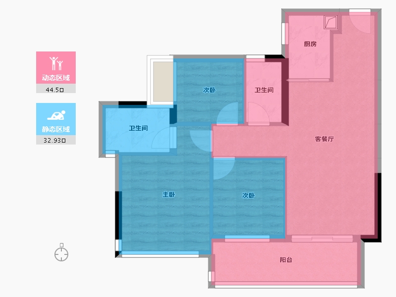 广东省-中山市-碧桂园新仕界-69.01-户型库-动静分区