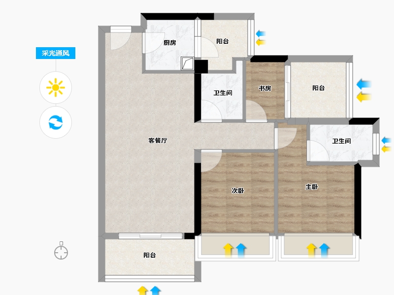 广东省-中山市-御景香江-72.31-户型库-采光通风