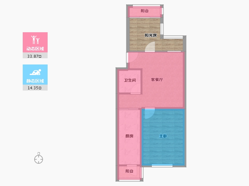 天津-天津市-昆仑北里-50.36-户型库-动静分区