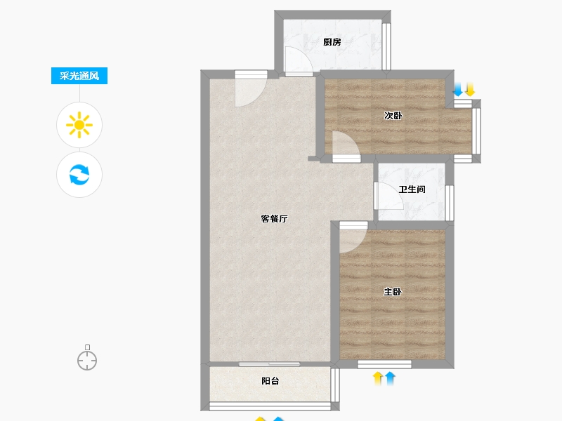 天津-天津市-惠安花园-60.43-户型库-采光通风