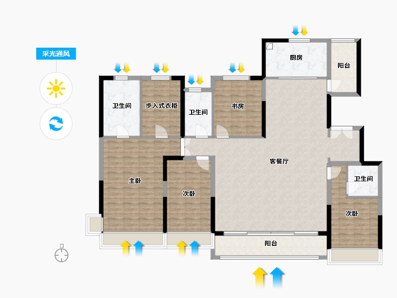 山西省-长治市-保利和光尘樾-167.20-户型库-采光通风