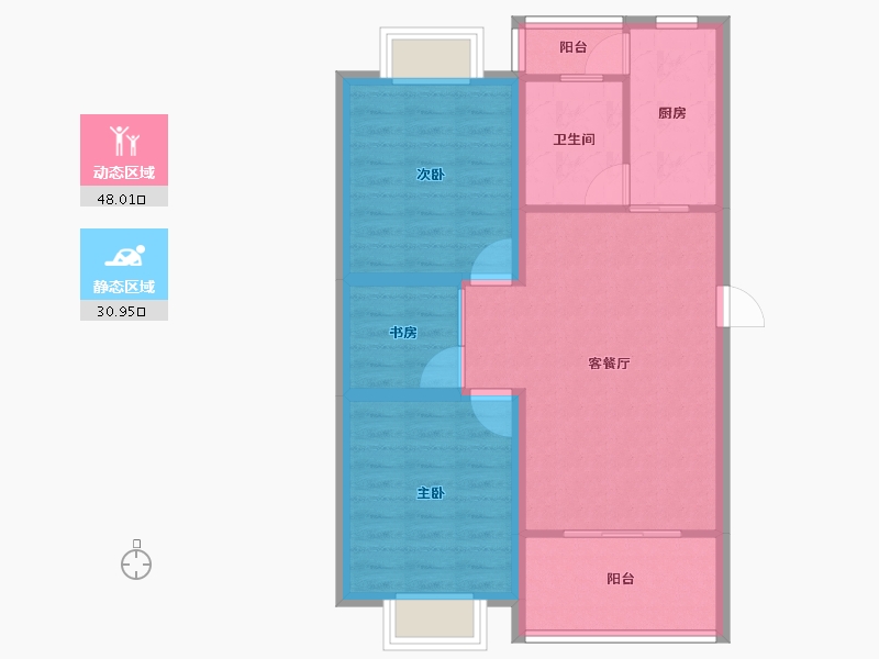 上海-上海市-香港丽园-70.64-户型库-动静分区