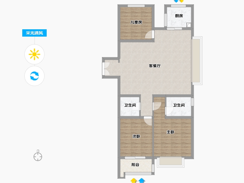 山西省-长治市-滨河中心城-117.37-户型库-采光通风