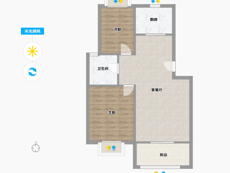 上海-上海市-汇康锦苑-66.01-户型库-采光通风