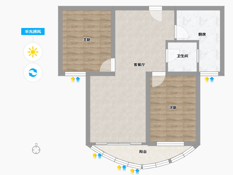 天津-天津市-金领花园-60.79-户型库-采光通风