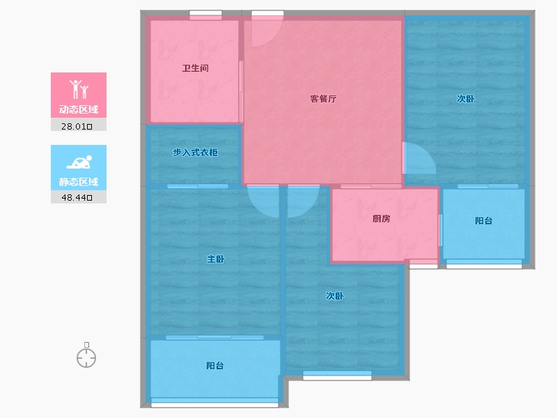 浙江省-杭州市-天虹公寓-北区-86.00-户型库-动静分区