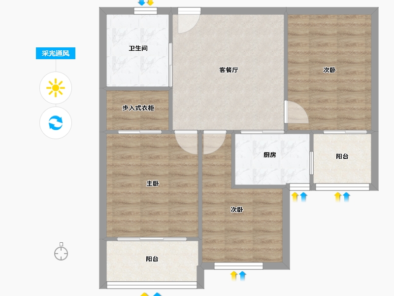 浙江省-杭州市-天虹公寓-北区-86.00-户型库-采光通风