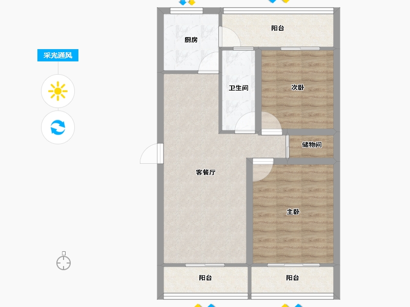 上海-上海市-奉浦苑-67.19-户型库-采光通风