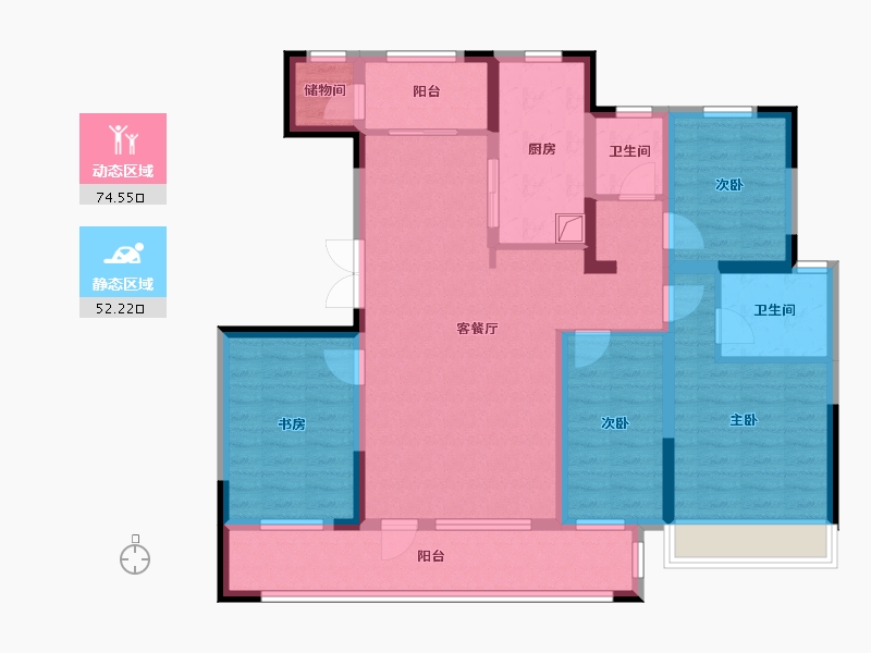 宁夏回族自治区-银川市-语竹苑-114.40-户型库-动静分区