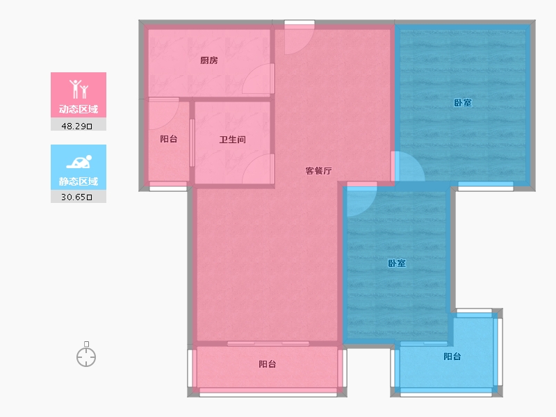 河南省-郑州市-阳光花苑-70.40-户型库-动静分区