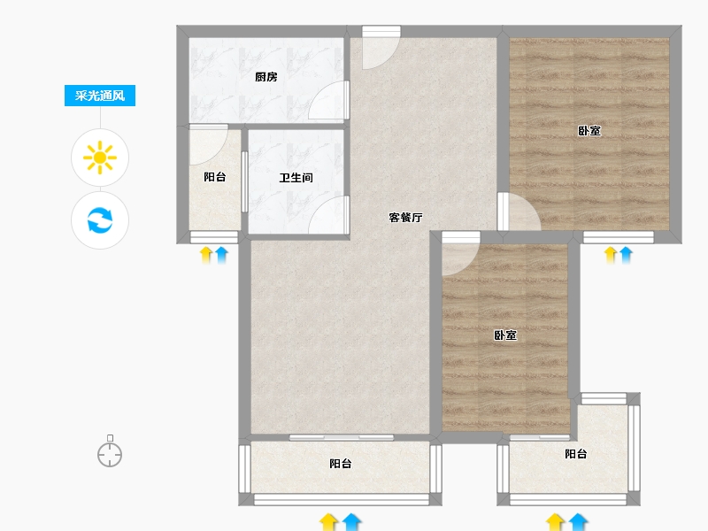 河南省-郑州市-阳光花苑-70.40-户型库-采光通风