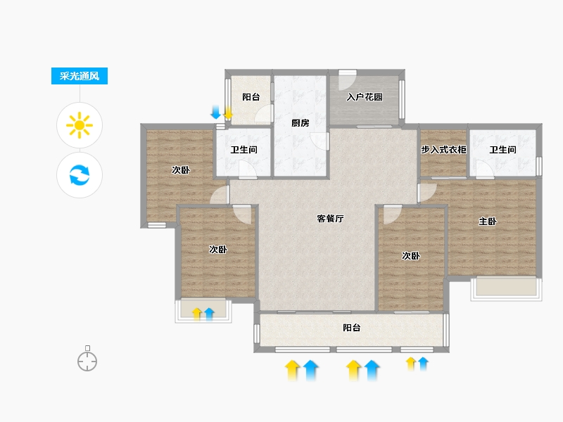 贵州省-贵阳市-宇虹万花城-136.90-户型库-采光通风