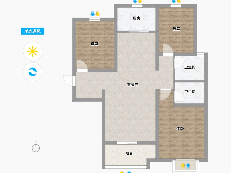 山东省-临沂市-凤凰水城-87.75-户型库-采光通风