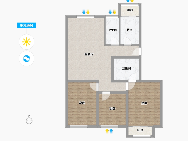 天津-天津市-新世纪城-84.45-户型库-采光通风