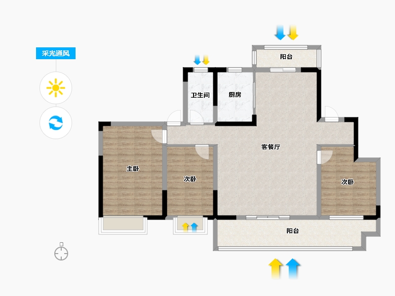 河南省-新乡市-中梁书香府-114.40-户型库-采光通风