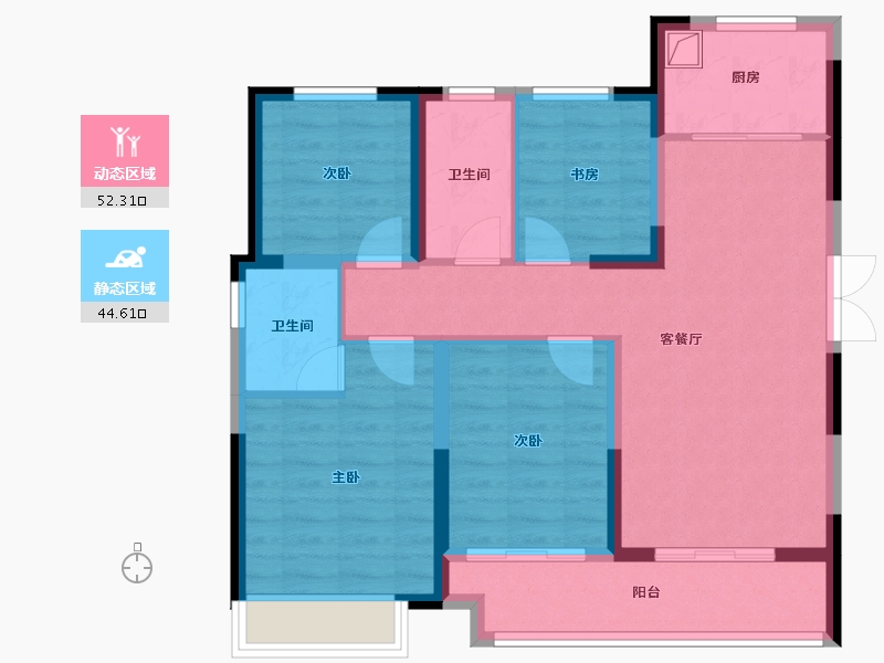 浙江省-嘉兴市-晴雪园-95.20-户型库-动静分区