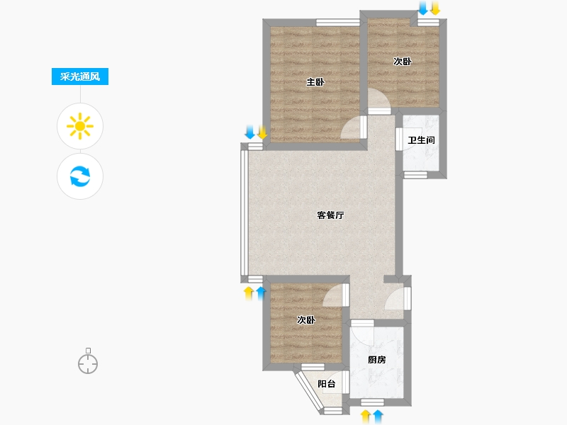 广东省-珠海市-紫荆园-70.00-户型库-采光通风