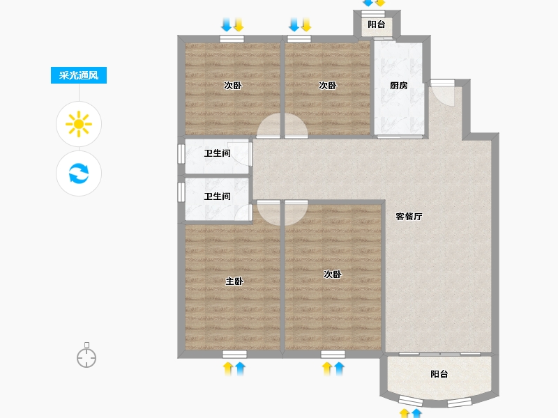 河北省-石家庄市-香榭苑-100.68-户型库-采光通风