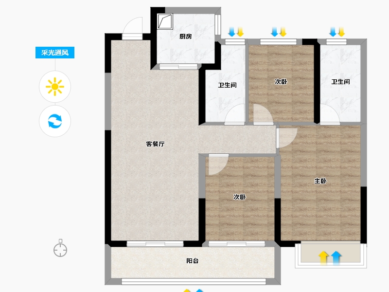 山西省-长治市-保利和光尘樾-97.60-户型库-采光通风