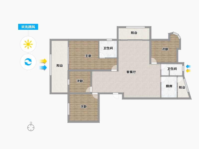 浙江省-杭州市-滨水名庭-155.69-户型库-采光通风