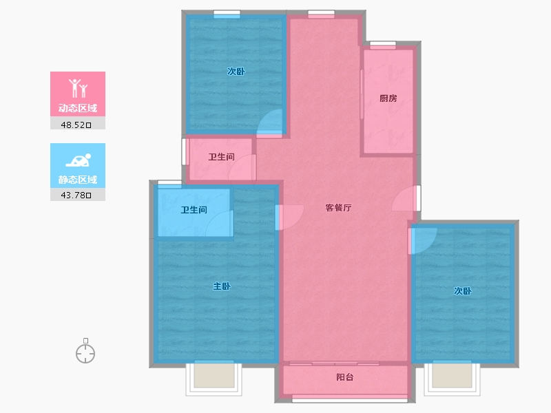 上海-上海市-华泾绿苑-82.46-户型库-动静分区