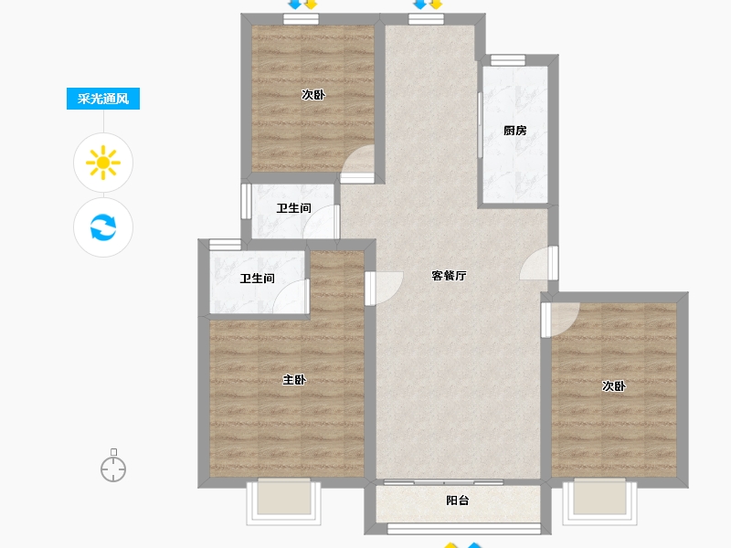 上海-上海市-华泾绿苑-82.46-户型库-采光通风