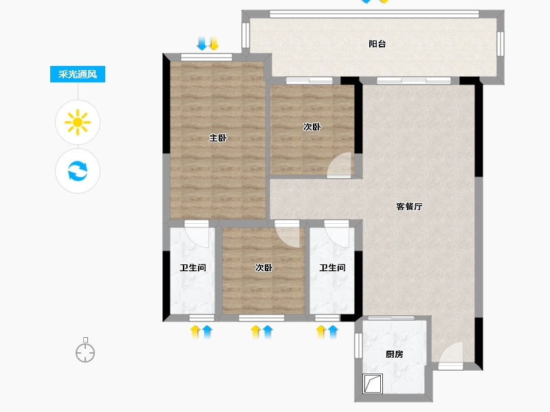 湖北省-十堰市-阳光华府-92.80-户型库-采光通风