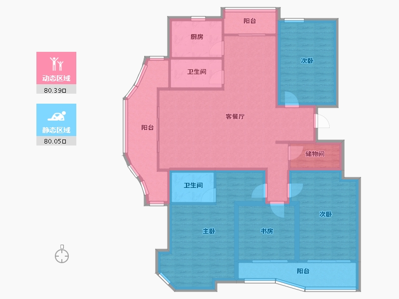 浙江省-杭州市-飞虹丁香花园-144.41-户型库-动静分区