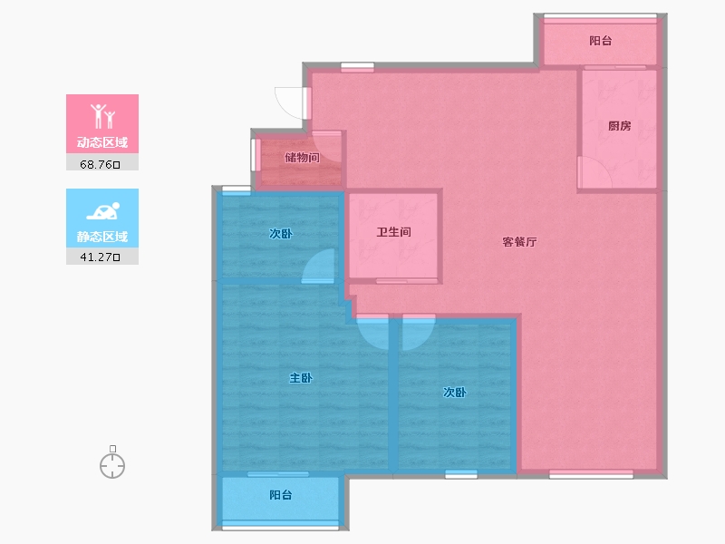 浙江省-杭州市-环西新村-99.33-户型库-动静分区