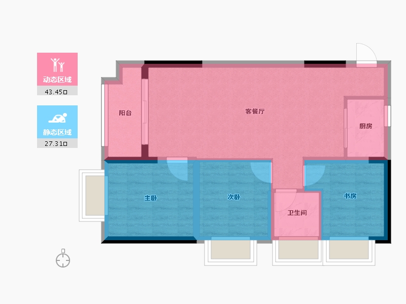 广西壮族自治区-南宁市-振宁星光广场-72.80-户型库-动静分区