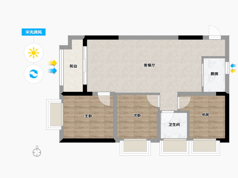 广西壮族自治区-南宁市-振宁星光广场-72.80-户型库-采光通风