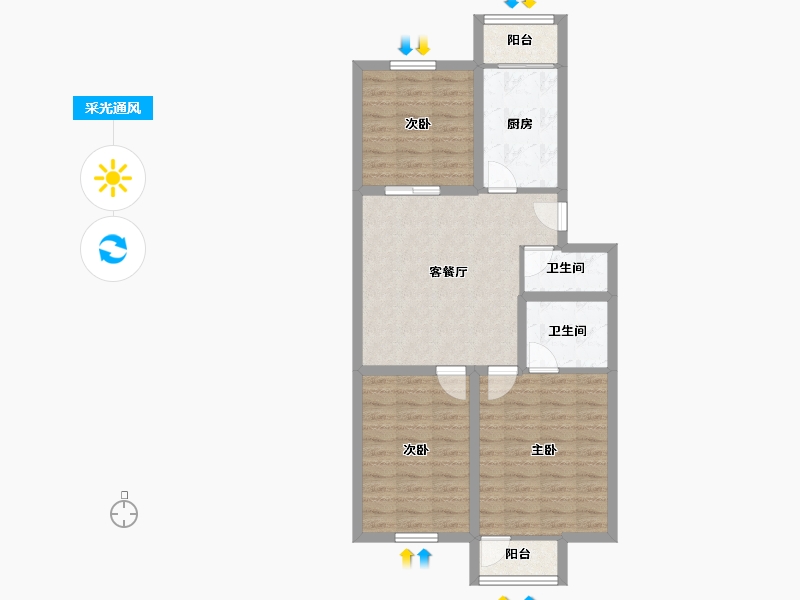 天津-天津市-书香园-76.35-户型库-采光通风