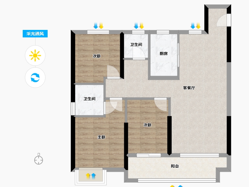 安徽省-淮南市-东悦府-93.03-户型库-采光通风