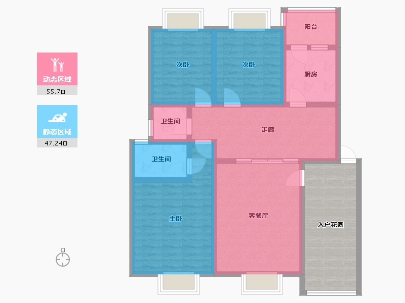 贵州省-铜仁市-文昌阁小区-104.42-户型库-动静分区