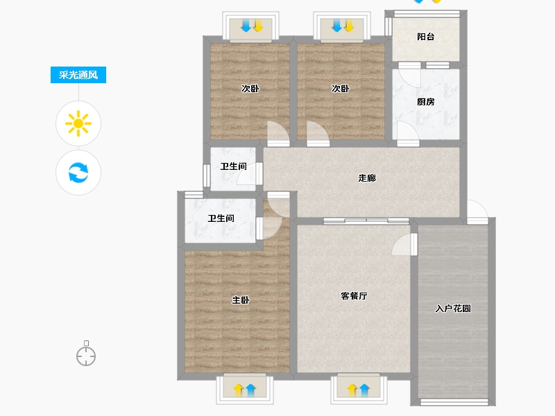 贵州省-铜仁市-文昌阁小区-104.42-户型库-采光通风