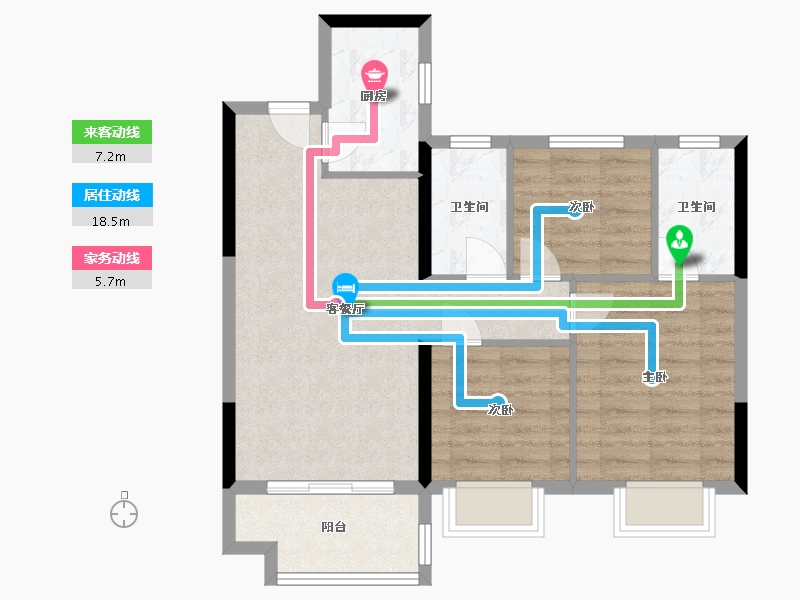 浙江省-绍兴市-金辉悠步观澜-71.00-户型库-动静线