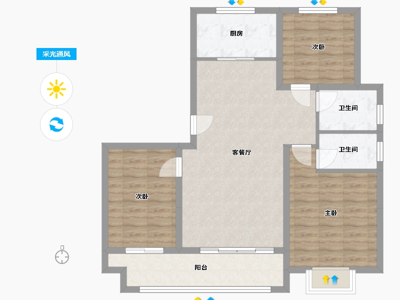 山东省-德州市-大业锦绣名苑-104.00-户型库-采光通风