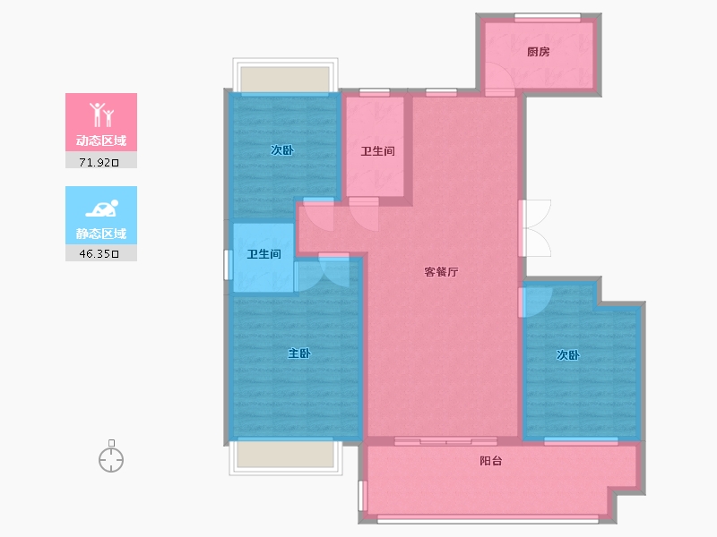 河南省-驻马店市-鼎泰万和府-106.30-户型库-动静分区